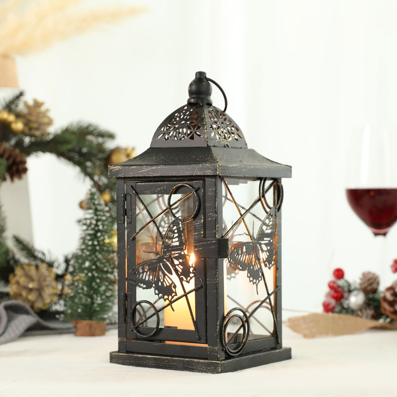 August Grove® Butterfly Decorative Candle Lanterns 9.5" High Rustic